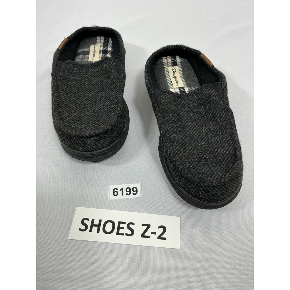 Mens Dearfoams Slipon Slippers Small 7/8 Gray Foam Insoles